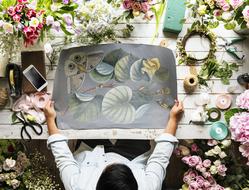 Art table flowers person