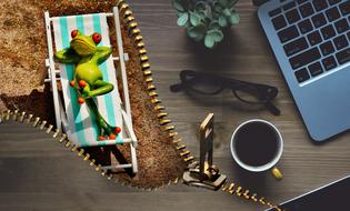 office work vacations ceramic frog