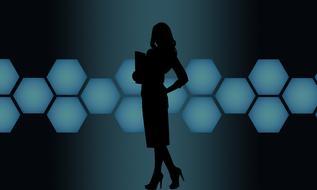 silhouette of businesswoman at abstract background