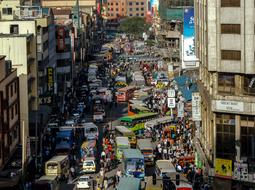 top view of busy street, Kenya, Nairobi