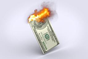 clipart of 100 dollar bill in a fire