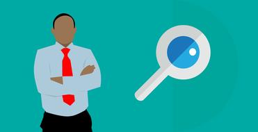 clipart of business man and magnifying glass