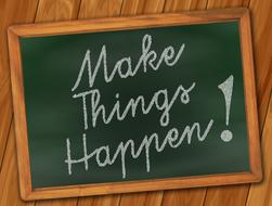 clipart of blackboard make things happen text