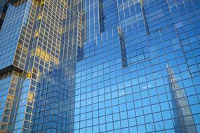 blue Mirroring glass facade