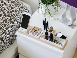 organizer on White Table in Bedroom