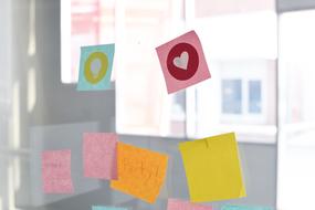 colorful stickers on Glass Door