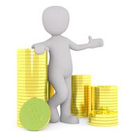 3d model and coins dollars