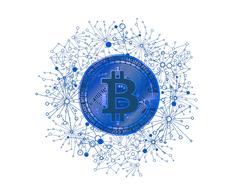 blockchain bitcoin blue drawing