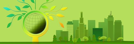 logo concept tree skyline city green