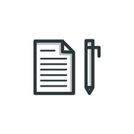 contract and pen icon drawing