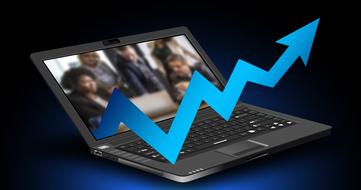 laptop and arrow blue