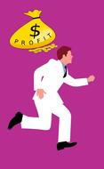 drawn running businessman and bag of dollars