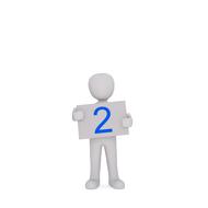 person holds board with number two, 3d render
