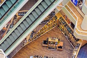 department store with escalators