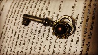 Beautiful key on the page of the book