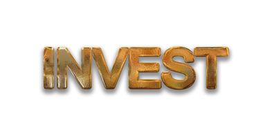 invest, golden letters, banner