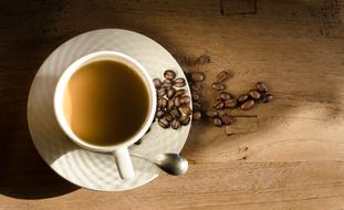Coffee Cup and Beans table