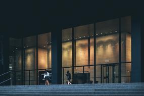 evening photo of an office building