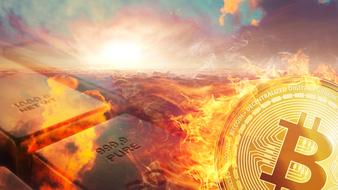 sunset bitcoin fire