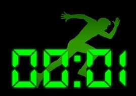 startup, start, green silhouette of runner at counter, drawing