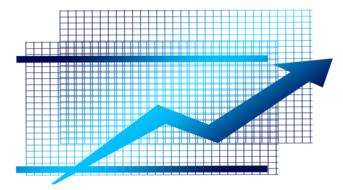 blue grids and arrow up, drawing