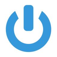 on, blue icon, contact