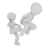 man with a dollar kicks another man