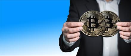 Hand Bitcoin banner drawing