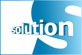 solution, blue and white banner