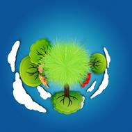 planet grass trees drawing