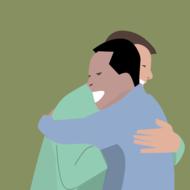 hugs friendship business men drawing
