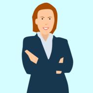 drawn business woman on a blue background