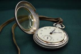 vintage pocketwatch on the green background