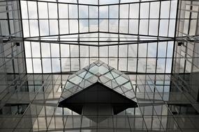 glass in the facades of a modern building