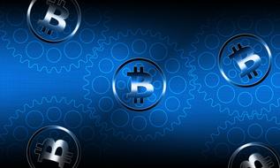 bitcoin blockchain currency banner blue