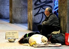 Man On The Street Homeless and dog