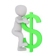 3d man and green dollar sign