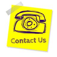 contact us, drawing on yellow sticker