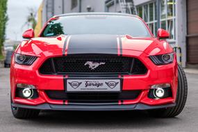 luxurious black red mustang