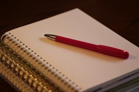 blank spiral notebook and red pen