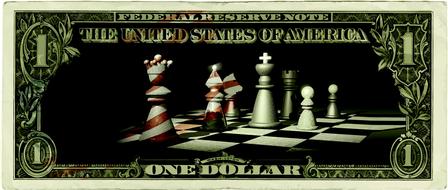 drawing chess on dollar bills