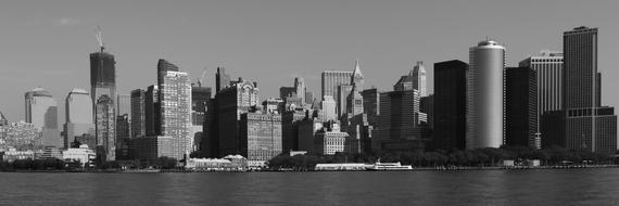 Black and white photo of the landscape with New York
