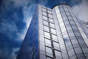 office with glass facade in the business district of france