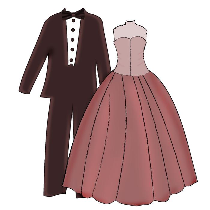 pair bride and groom clothes