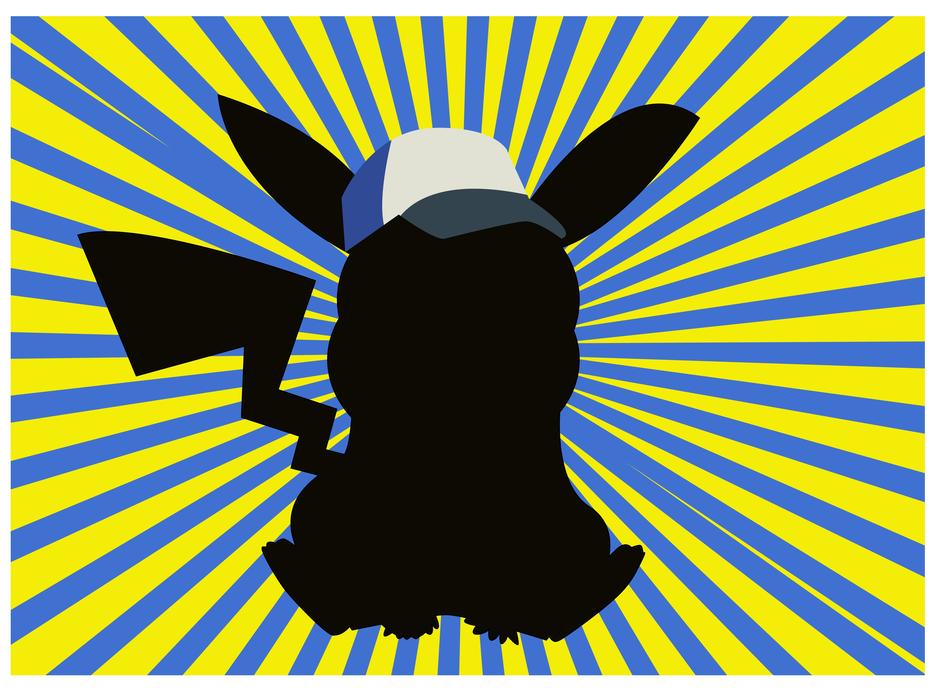 black pokemon silhouette on striped background