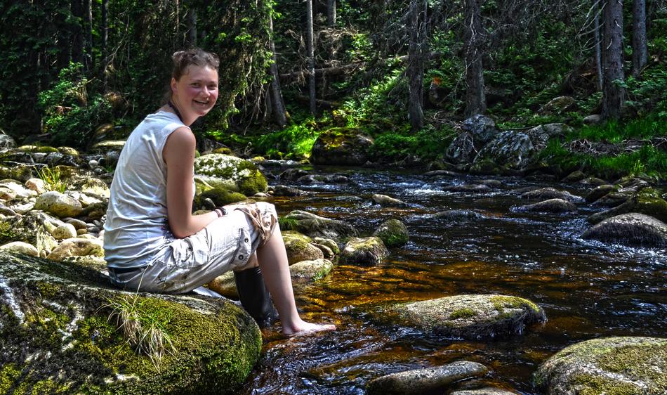 girl at River Water Nature