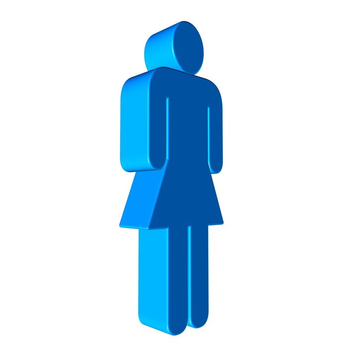 blue female silhouette on white background