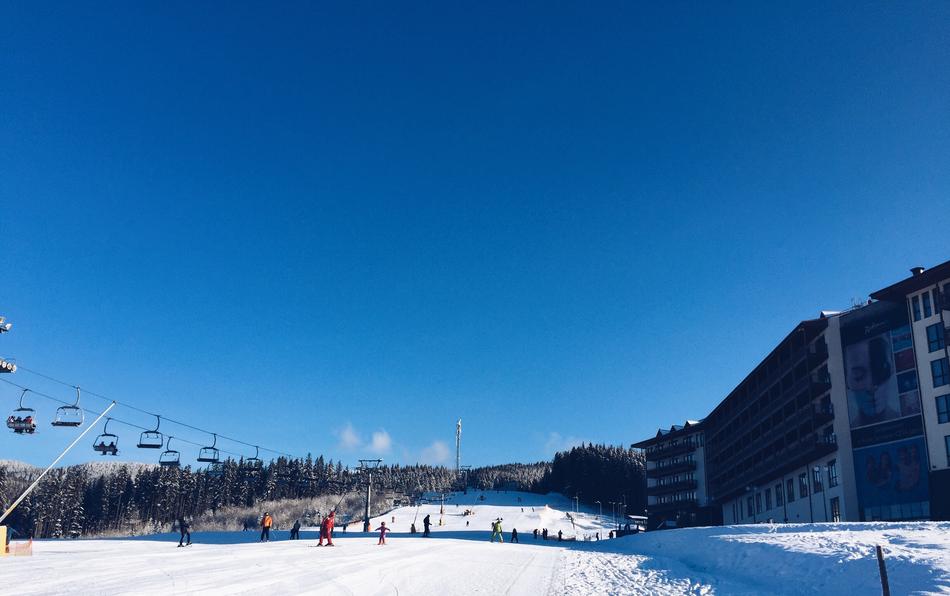 blue sky with mountains in view