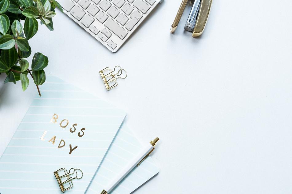keyboard and stationery in the workplace
