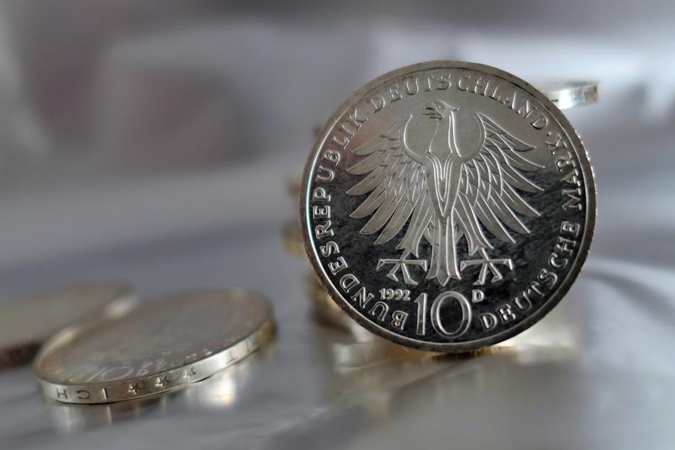 German coins with the image of an eagle